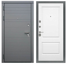 Дверь противопожарная металлическая квартирная дымогазонепроницаемая сплошная однопольная угловая коробка типа ДПМ-Пульс-01/60К-Д (EIS 60) (0950-2075, МДФ с двух сторон, Серый софт/Белый софт)